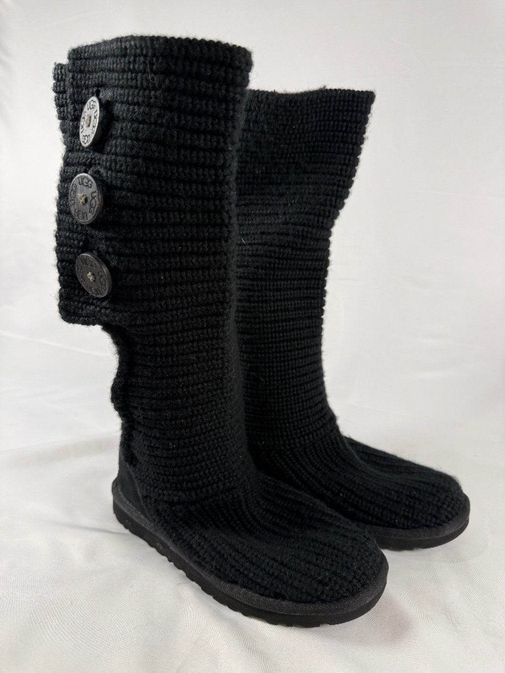 UGG Classic Cardy 5819 Black Knit Sweater Boots Women's Size 6 Y2K